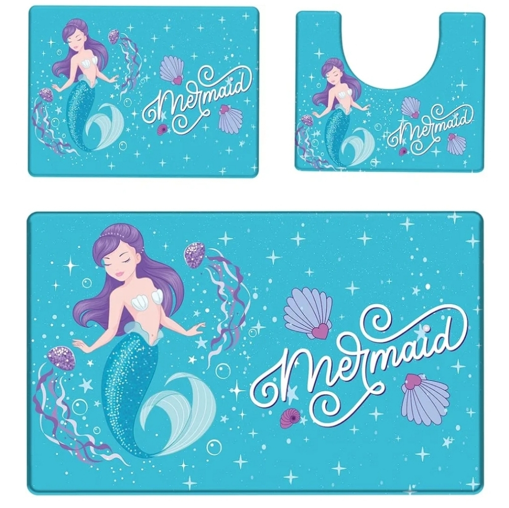 Mermaid Themed Bath Mat Set